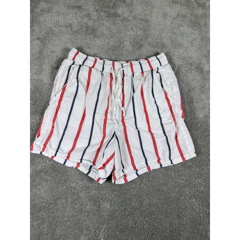 ASOS DESIGN Mens Red Navy White Striped Cotton Shorts Size Small 32 Waist